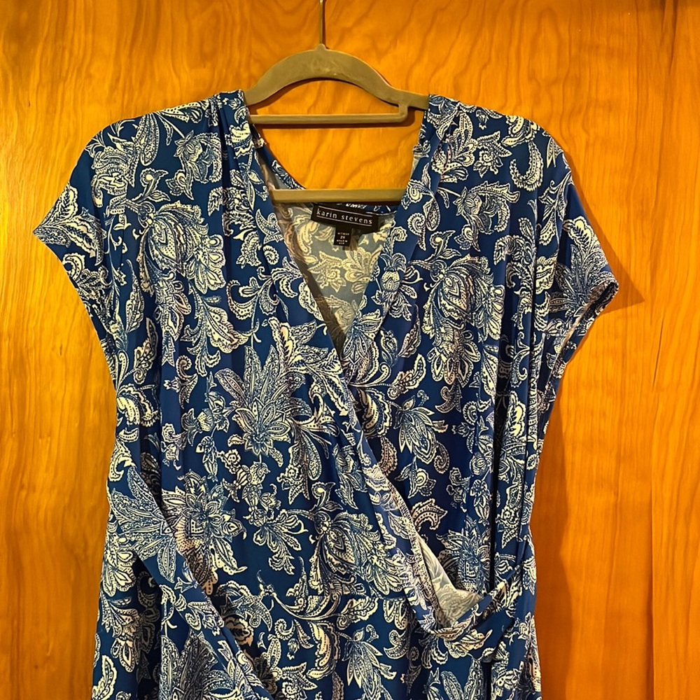 Beautiful blue paisley maxi dress from Karin Stevens. Size 2x